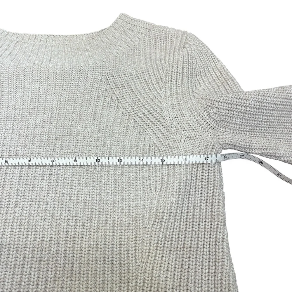 GAP Neutral Mock Boatneck Bubble Sleeve Cotton Sweater XXS Relaxed